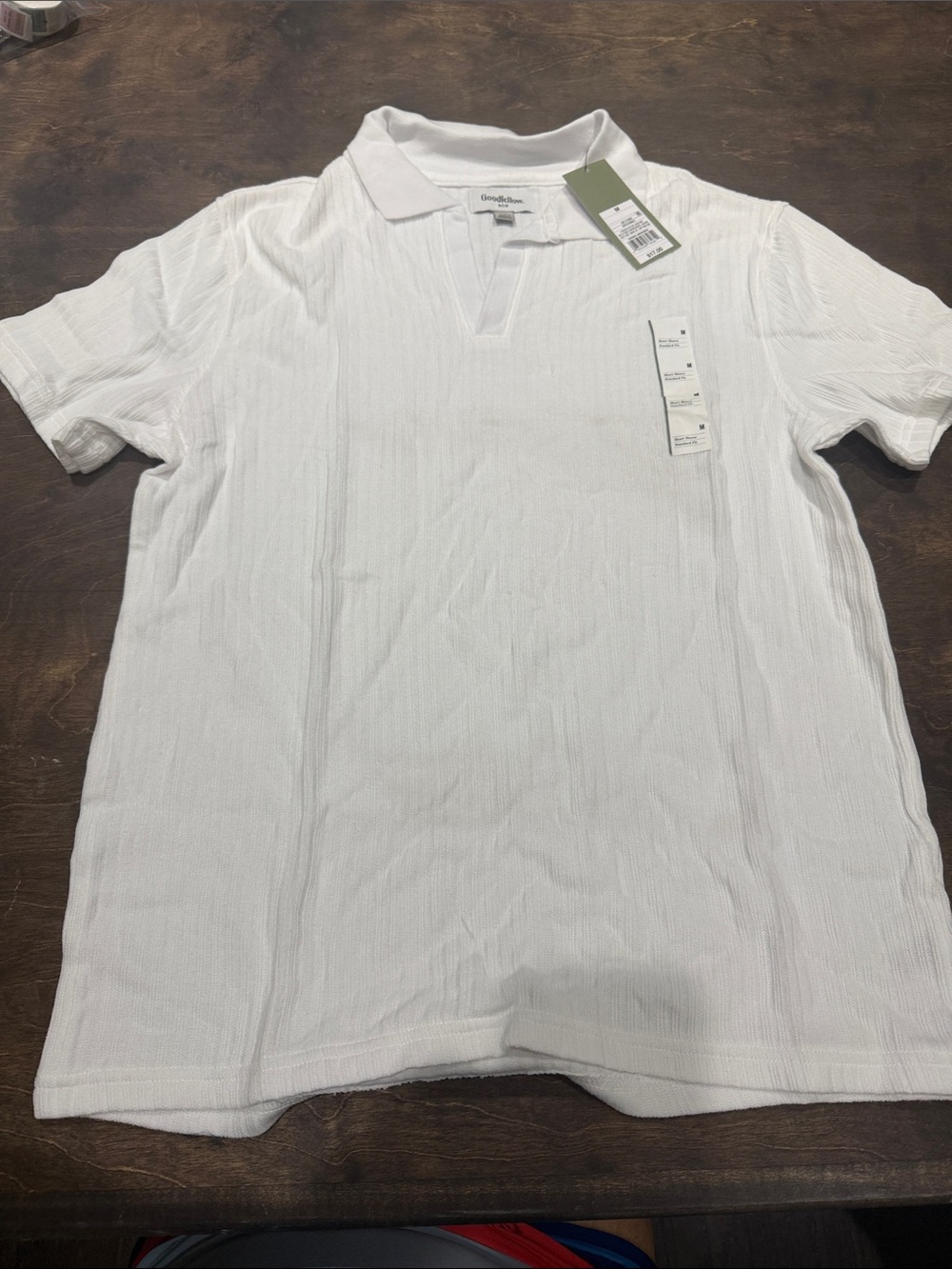 Goodfellow & Co White Short-Sleeve Textured Polo